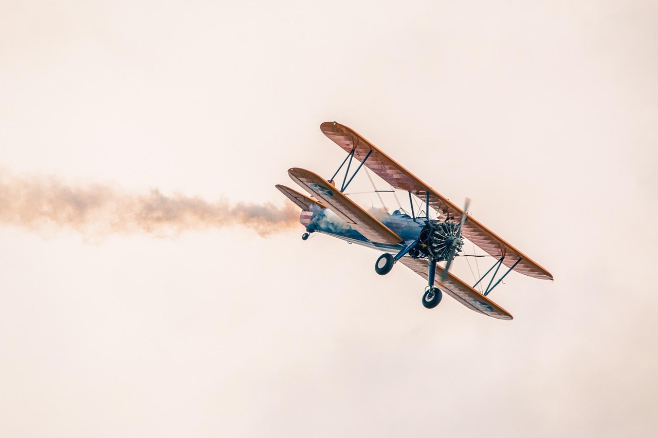 plane, flight, sky, boeing stearman pt-13d, double decker, nature, aircraft, flying, vintage aircraft, history